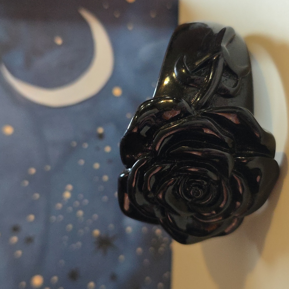 Black Rose Bracelet Bangle Chunky Oversized - Picture 6 of 14